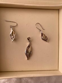 set earrings and pendant gold and silver 375 and 925