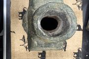 Vintage Fish-Design Pottery Bottle Vase Rustic Green Finish