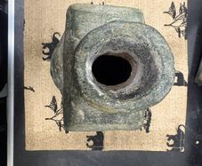 Vintage Fish-Design Pottery Bottle Vase Rustic Green Finish