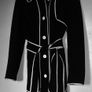 Harve Benard Raincoat, Womens Small, Black w White Piping, belted, knee-length Image 10