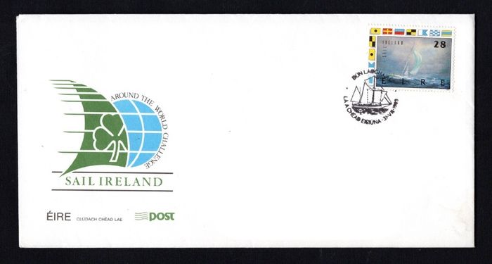 1989 Ireland Commemorates Ireland's Entry in the Whitbread Round The World Race (Sail Ireland) An Post Addressed First Day Cover (FDC) with Dun Laoghaire (Dun Laoire) pictorial cancel