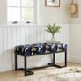 Metal-Framed Bench Black & Gold Botanical Velvet with Black Image 2