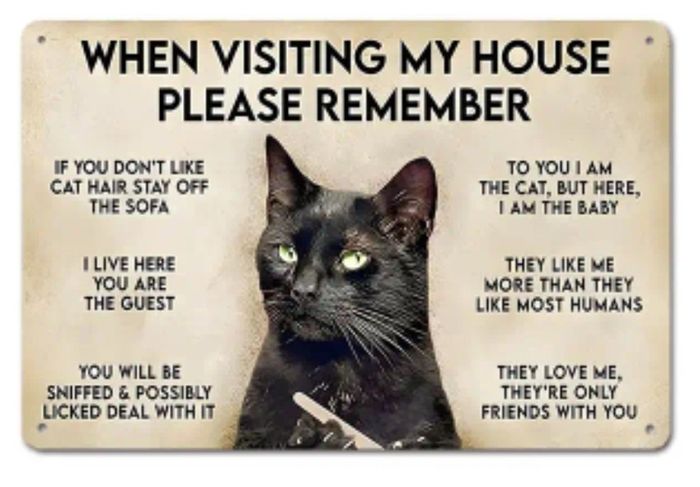 Black Cat ; Metal Sign