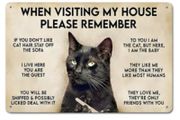 Black Cat ; Metal Sign