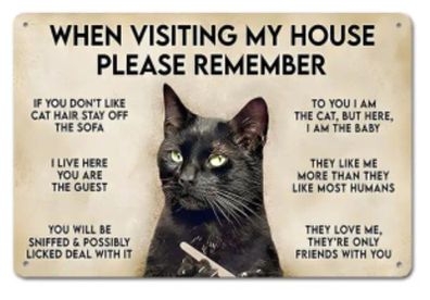 Black Cat ; Metal Sign