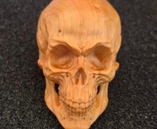 Carved wooden skull.