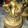 Very Heavy Antique Brass and Marble Elegant Pair of Angelic Candle Holders, Angel on Fish, Image 9