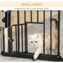 Extra Tall Pet Gate, Indoor Dog Safety Gate, with Cat Flap, Auto Close, 74-101cm Wide - Black Image 7