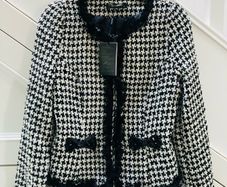 Black White Chanel Tweed Short Women's Jacket NWT