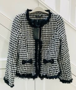 Black White Tweed Short Women's Jacket NWT