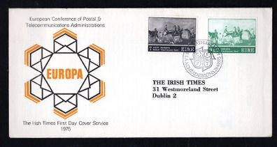 1975 Ireland Europa Paintings Commemorative Stamp Illustrated The Irish Times Addressed First Day Cover (FDC)