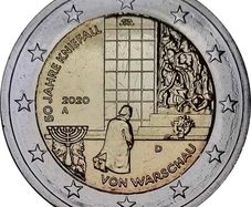 Germany 2 Euro Commemorative Coin 2020 - Kneeling to Warsaw. All 5 mints available (ADFGJ). Uncirculated.