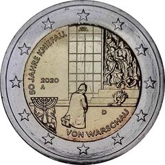Germany 2 Euro Commemorative Coin 2020 - Kneeling to Warsaw. All 5 mints available (ADFGJ). Uncirculated.