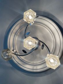 Hexagon shaped glass & Leaf design ceiling lights x2