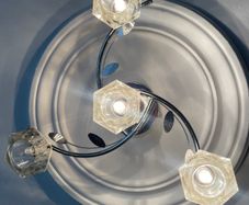 Hexagon shaped glass & Leaf design ceiling lights x2