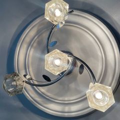 Hexagon shaped glass & Leaf design ceiling lights x2