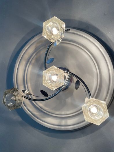 Hexagon shaped glass & Leaf design ceiling lights x2