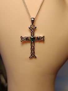 Sterling Silver Celtic Pattern Cross and  chsin