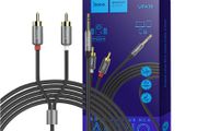 Brand New Hoco UPA10 Double Lotus RCA to 3.5mm Audio Cable Metal Grey