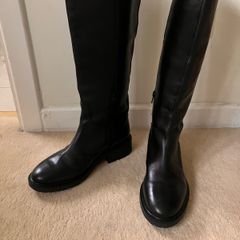 Black leather boots m&s size 5.5