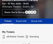 2 x The Undertones Standing Tickets - 3Olympia Theatre - 7 Nov 2026
