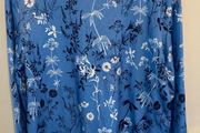 Blue Floral Print Long Sleeve T-Shirt Top BNWOT Size Large UK 12-14