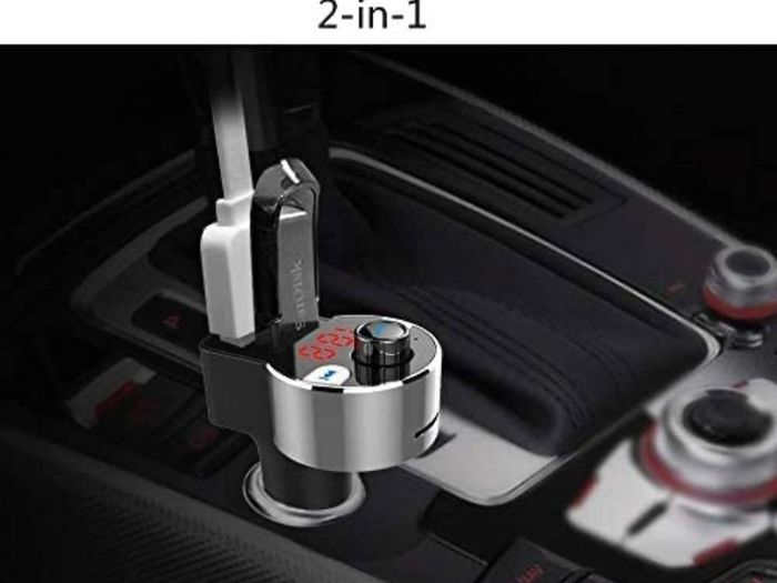 Bluetooth FM Transmitter, Car Radio Audio Adapter MP3 Player Handsfree Car Kit with Dual USB Ports 5V/3.4A, LED Display Car Voltage, Play TF Card/USB Flash Drive (FREE POSTAGE)