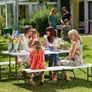 Beer tent set, foldable, 2 beer benches, 1 beer table, plastic handle, white, marquee set, camping garden furniture Image 2