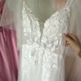 White 3D Floral Embroidered Tulle Flutter-Sleeve Bridal Gown Image 2