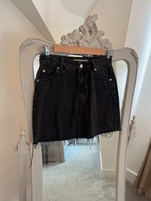 Topshop Black Wash Denim Skirt size 8