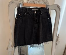 Topshop Black Wash Denim Skirt size 8