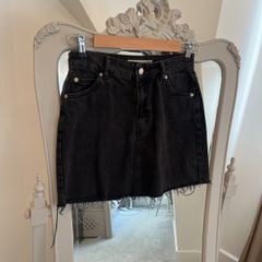 Topshop Black Wash Denim Skirt size 8