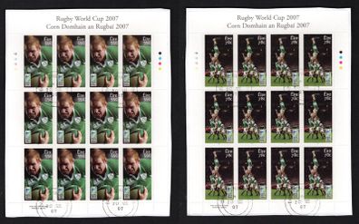 2007 Ireland Rugby World Cup France (Paul O Connell and Players in lineout) Commemorative Stamp Sheetlets Plate 1B1B1B1B fine Used with Dublin cancel of 17th July 2007 (First day of issue)