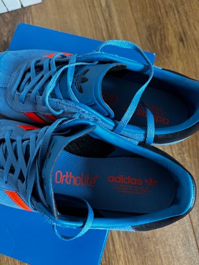 Adidas Gazelle, blue and orange, UK5/EU38, brand new with box - never worn