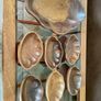 Vintage Carved Acacia Wood Shell Bowl Set 7 Pc Serving Salad Snack Nesting Image 2