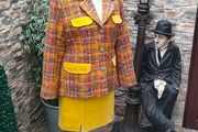 Vintage 80s 90s Nathalie Chaize Paris 2 piece suit multicoloured small