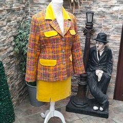 Vintage 80s 90s Nathalie Chaize Paris 2 piece suit multicoloured small