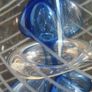 Fabulous Vintage Retro Large Art Glass Hand-Blown Teardrop Ovoid-Shaped  Paperweight with a Stunning Intricate Pattern in Blue, Clear and Opaque White Glass Image 7