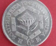 South Africa 1942 Uncirculated  6 pence Silver Coin
