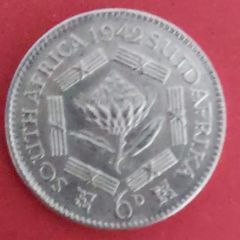 South Africa 1942 Uncirculated  6 pence Silver Coin