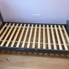 Wooden single bed frame dark grey