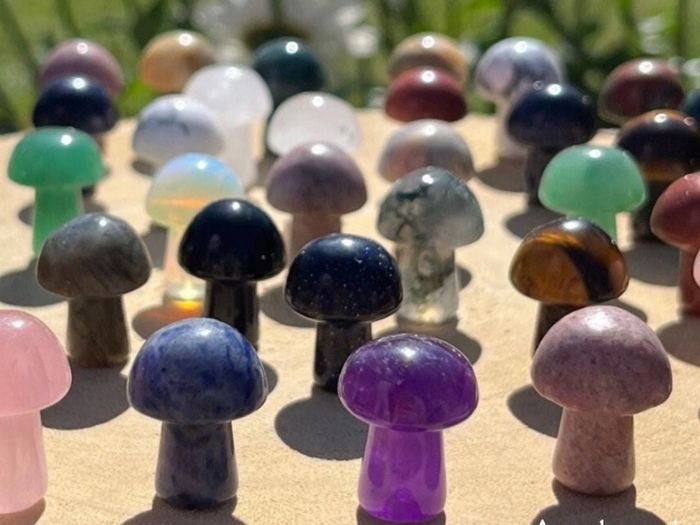 Mini Crystal Carvings Gemstones Mushroom, Heart, Star, Moon ect