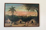 Framed Signed Oil Painting by E Mbuya