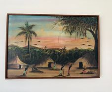 Framed Signed Oil Painting by E Mbuya