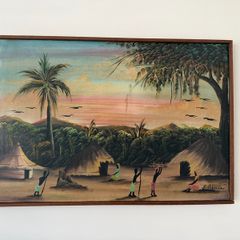 Framed Signed Oil Painting by E Mbuya