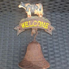 Vintage outdoor garden "WELCOME" cast iron Bell