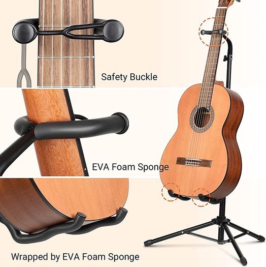 Guitar Stands with Neck Holder Folding Tripod Floor Metal Universal Holder, for Acoustic Electric Guitars Ukulele Violin Banjo Mandolin (FREE POSTAGE)