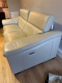 Leather electric recliner sofa