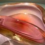 Rare Murano Art Glass Bowl. Attributed to Archimede Seguso. Pink & Gold Polveri c.1950s Image 5