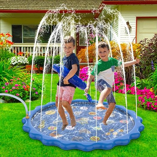Splash Pad, Sprinkler & Splash Play Mat for Toddlers, Inflatable Outdoor Party Sprinkler Pad Wading Pool with 5 Patches for Kids (FREE POSTAGE)